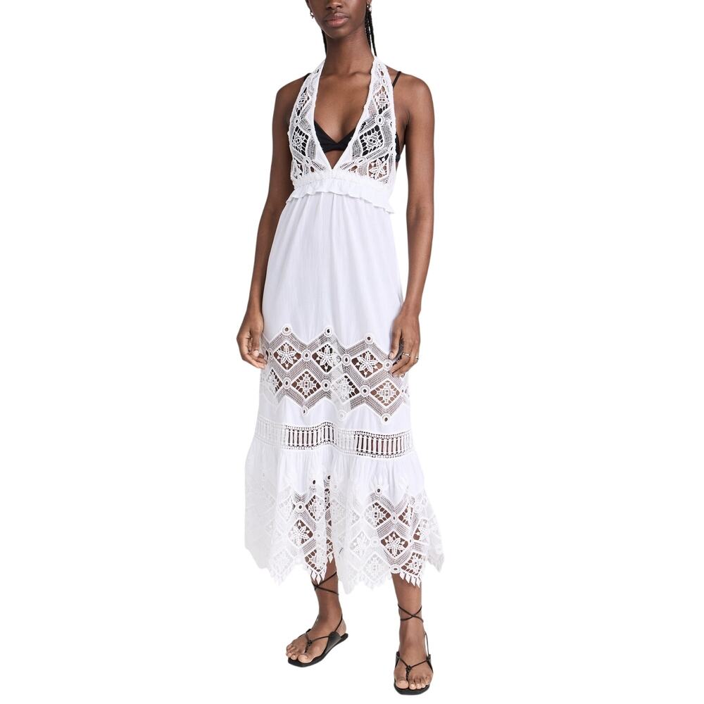 Ramy Brook White Lace Halter Dress